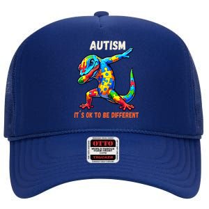 Autism Awareness Dabbing Gecko Gift High Crown Mesh Back Trucker Hat