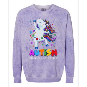 Autism Awareness Day Dabbing Unicorn Puzzle Piece Cute Gift Colorblast Crewneck Sweatshirt