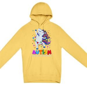 Autism Awareness Day Dabbing Unicorn Puzzle Piece Cute Gift Premium Pullover Hoodie