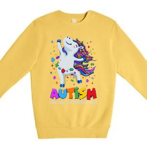 Autism Awareness Day Dabbing Unicorn Puzzle Piece Cute Gift Premium Crewneck Sweatshirt