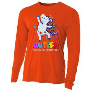 Autism Awareness Day Dabbing Unicorn Puzzle Piece Cute Gift Cooling Performance Long Sleeve Crew