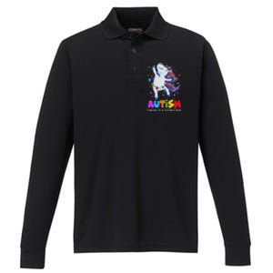 Autism Awareness Day Dabbing Unicorn Puzzle Piece Cute Gift Performance Long Sleeve Polo