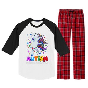 Autism Awareness Day Dabbing Unicorn Puzzle Piece Cute Gift Raglan Sleeve Pajama Set