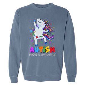 Autism Awareness Day Dabbing Unicorn Puzzle Piece Cute Gift Garment-Dyed Sweatshirt