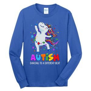 Autism Awareness Day Dabbing Unicorn Puzzle Piece Cute Gift Tall Long Sleeve T-Shirt