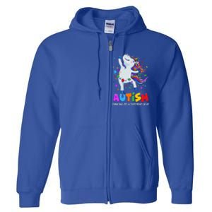 Autism Awareness Day Dabbing Unicorn Puzzle Piece Cute Gift Full Zip Hoodie