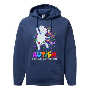 Autism Awareness Day Dabbing Unicorn Puzzle Piece Cute Gift Performance Fleece Hoodie