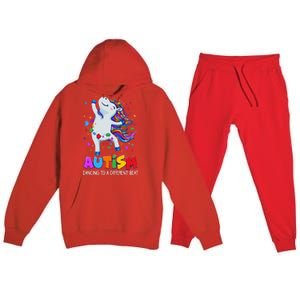 Autism Awareness Day Dabbing Unicorn Puzzle Piece Cute Gift Premium Hooded Sweatsuit Set