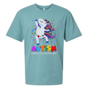 Autism Awareness Day Dabbing Unicorn Puzzle Piece Cute Gift Sueded Cloud Jersey T-Shirt