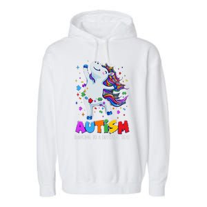 Autism Awareness Day Dabbing Unicorn Puzzle Piece Cute Gift Garment-Dyed Fleece Hoodie