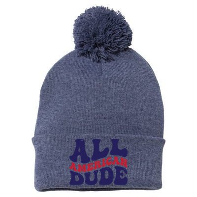 All American Dude For Memorial Day Gift Pom Pom 12in Knit Beanie