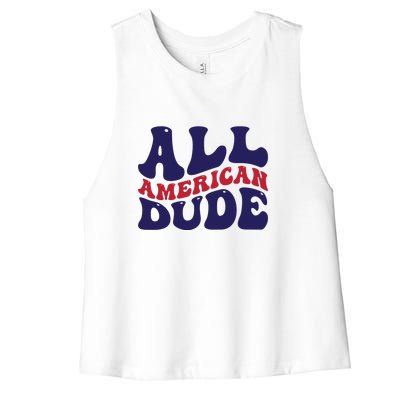 All American Dude For Memorial Day Gift Women's Racerback Cropped Tank