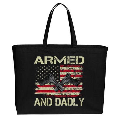 Armed And Dadly Funny Deadly Father For Father's Day Cotton Canvas Jumbo Tote