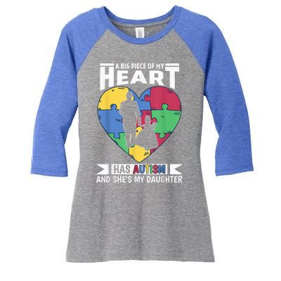  Autism Awareness Dad Daughter Proud For  Autistic kid Women's Tri-Blend 3/4-Sleeve Raglan Shirt