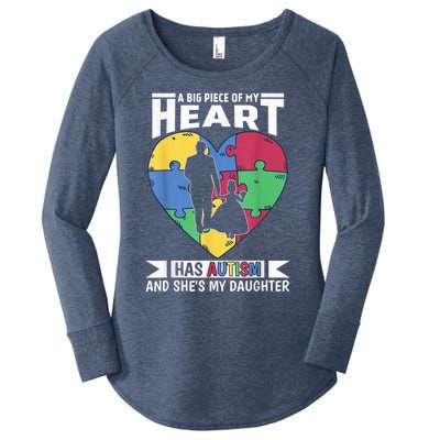  Autism Awareness Dad Daughter Proud For  Autistic kid Women's Perfect Tri Tunic Long Sleeve Shirt