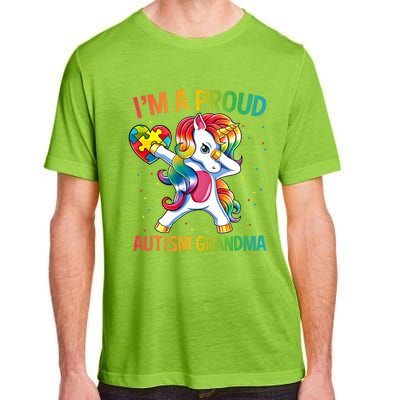 Autism Awareness Dabbing Unicorn Proud Grandma Meaningful Gift Adult ChromaSoft Performance T-Shirt