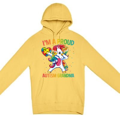 Autism Awareness Dabbing Unicorn Proud Grandma Meaningful Gift Premium Pullover Hoodie