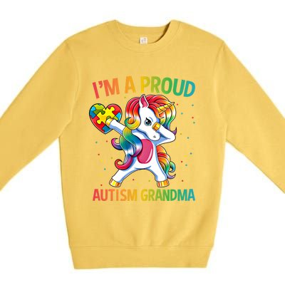 Autism Awareness Dabbing Unicorn Proud Grandma Meaningful Gift Premium Crewneck Sweatshirt