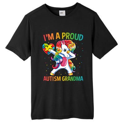 Autism Awareness Dabbing Unicorn Proud Grandma Meaningful Gift Tall Fusion ChromaSoft Performance T-Shirt