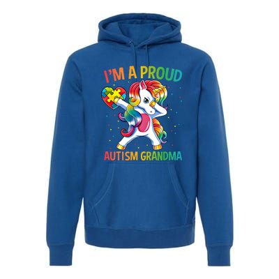 Autism Awareness Dabbing Unicorn Proud Grandma Meaningful Gift Premium Hoodie