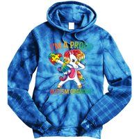 Autism Awareness Dabbing Unicorn Proud Grandma Meaningful Gift Tie Dye Hoodie