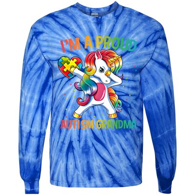 Autism Awareness Dabbing Unicorn Proud Grandma Meaningful Gift Tie-Dye Long Sleeve Shirt