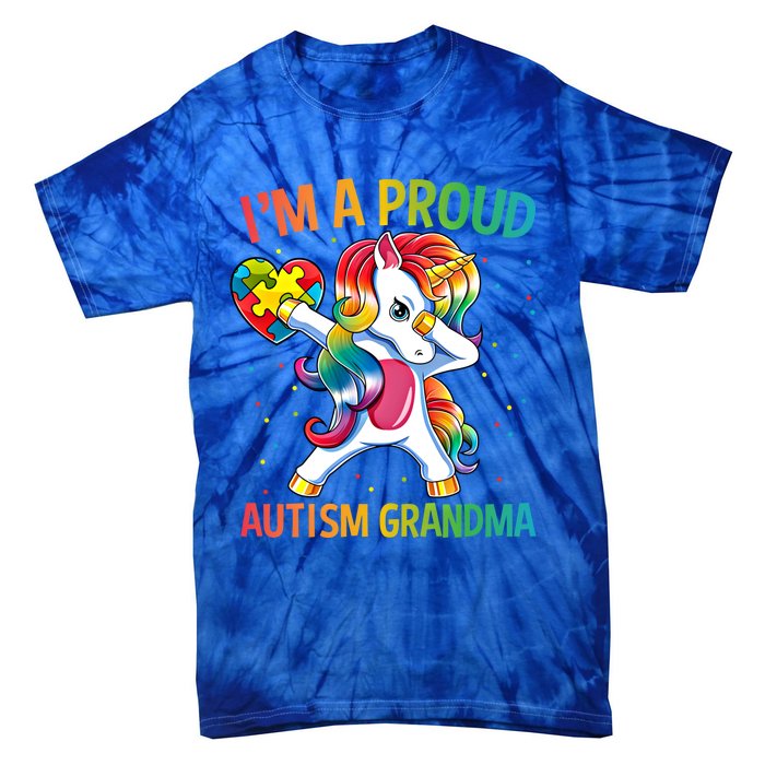 Autism Awareness Dabbing Unicorn Proud Grandma Meaningful Gift Tie-Dye T-Shirt