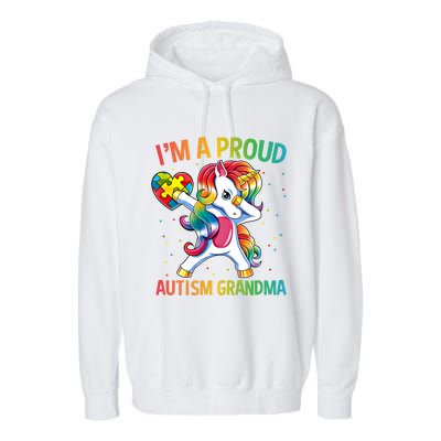 Autism Awareness Dabbing Unicorn Proud Grandma Meaningful Gift Garment-Dyed Fleece Hoodie