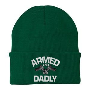 Armed And Dadly Funny Deadly Father Gift For Fathers Day Knit Cap Winter Beanie