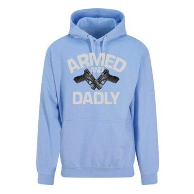 Armed And Dadly Funny Deadly Father Gifts For Fathers Day Unisex Surf Hoodie