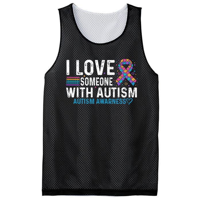 Autism Awareness Day Heart I Love Someone With Autism Mesh Reversible Basketball Jersey Tank