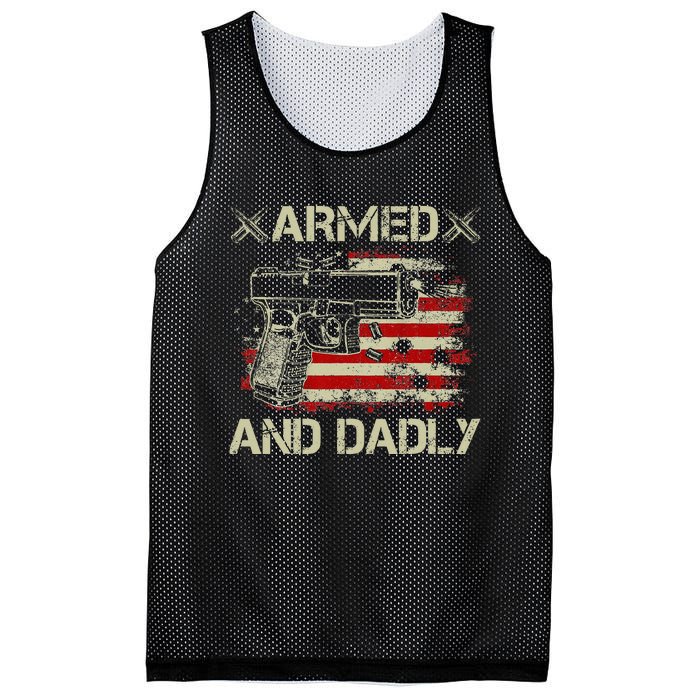 Armed And Dadly Funny Deadly Father Gift For Father's Day Mesh Reversible Basketball Jersey Tank