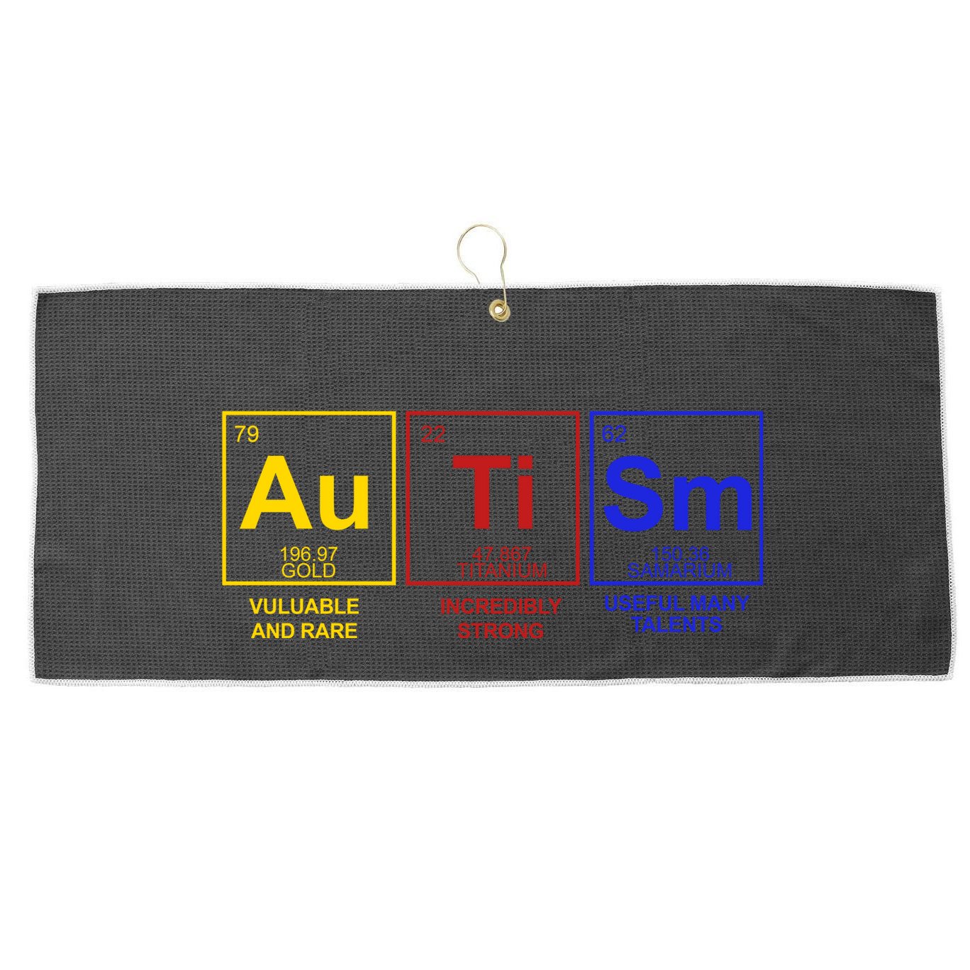 Autism Awareness Elements Periodic Table Large Microfiber Waffle Golf Towel