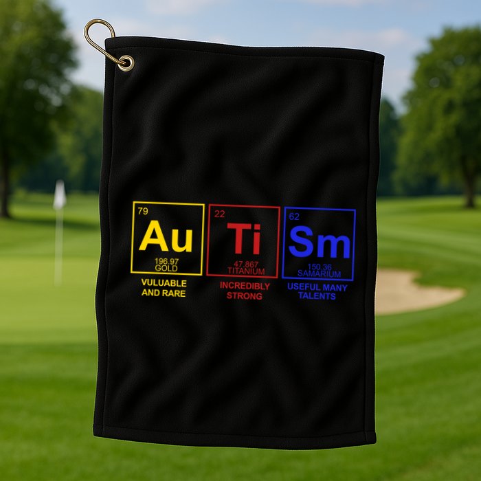 Autism Awareness Elements Periodic Table Golf Towel