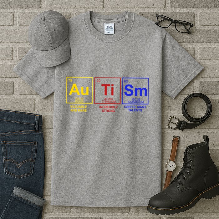Autism Awareness Elements Periodic Table Tall T-Shirt