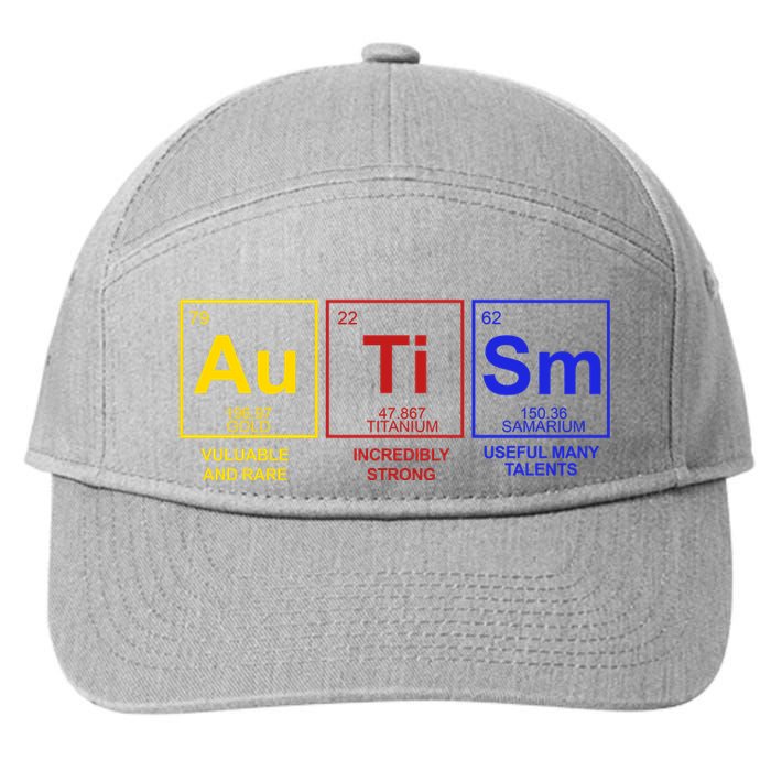 Autism Awareness Elements Periodic Table 7-Panel Snapback Hat