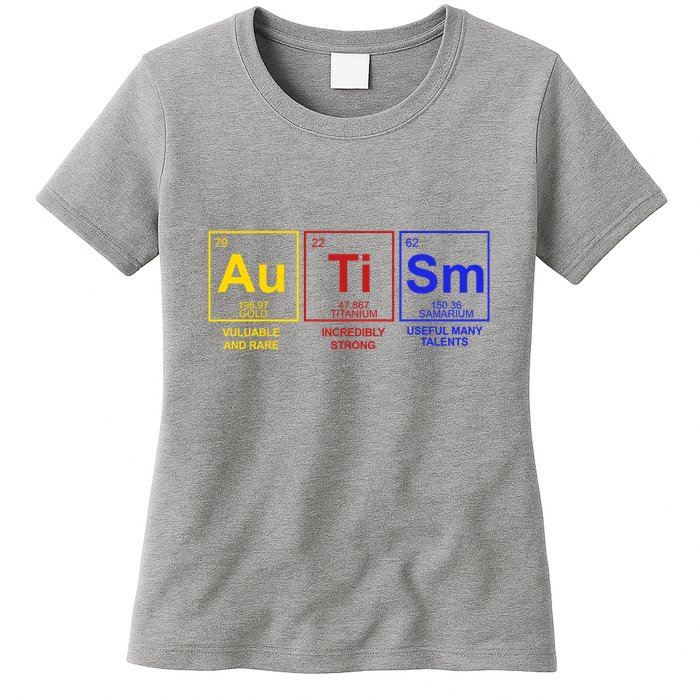 Autism Awareness Elements Periodic Table Womens T-Shirt
