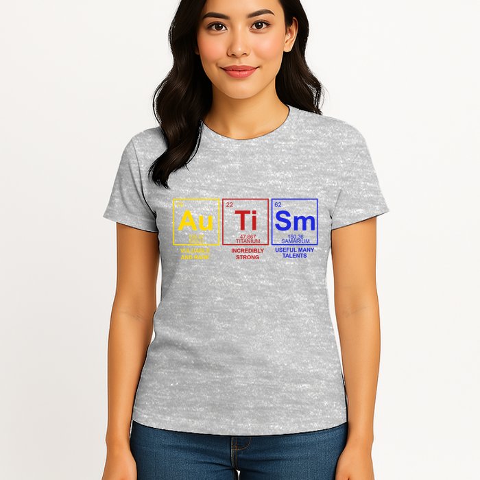 Autism Awareness Elements Periodic Table Womens T-Shirt