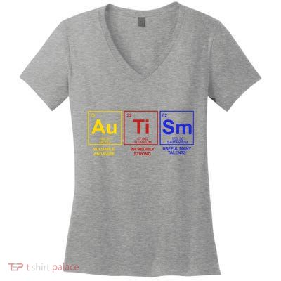 Autism Awareness Elements Periodic Table Women's V-Neck T-Shirt