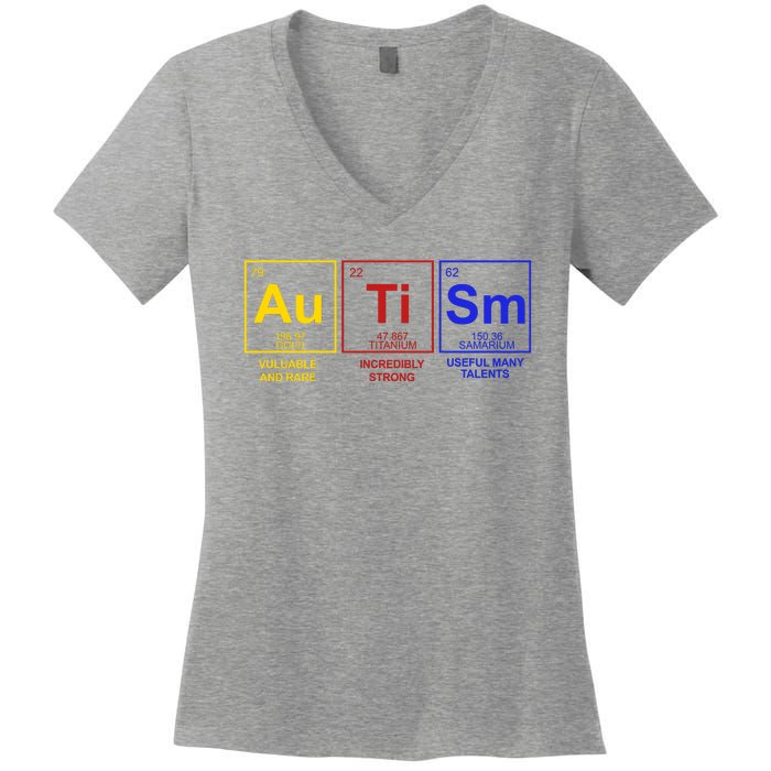 Autism Awareness Elements Periodic Table Women's V-Neck T-Shirt