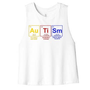 Autism Awareness Elements Periodic Table Women's Racerback Cropped Tank