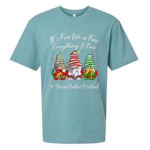 Administrative Assistant Everything Is Fine Christmas Gnomie Sueded Cloud Jersey T-Shirt