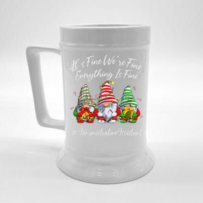 Administrative Assistant Everything Is Fine Christmas Gnomie Beer Stein