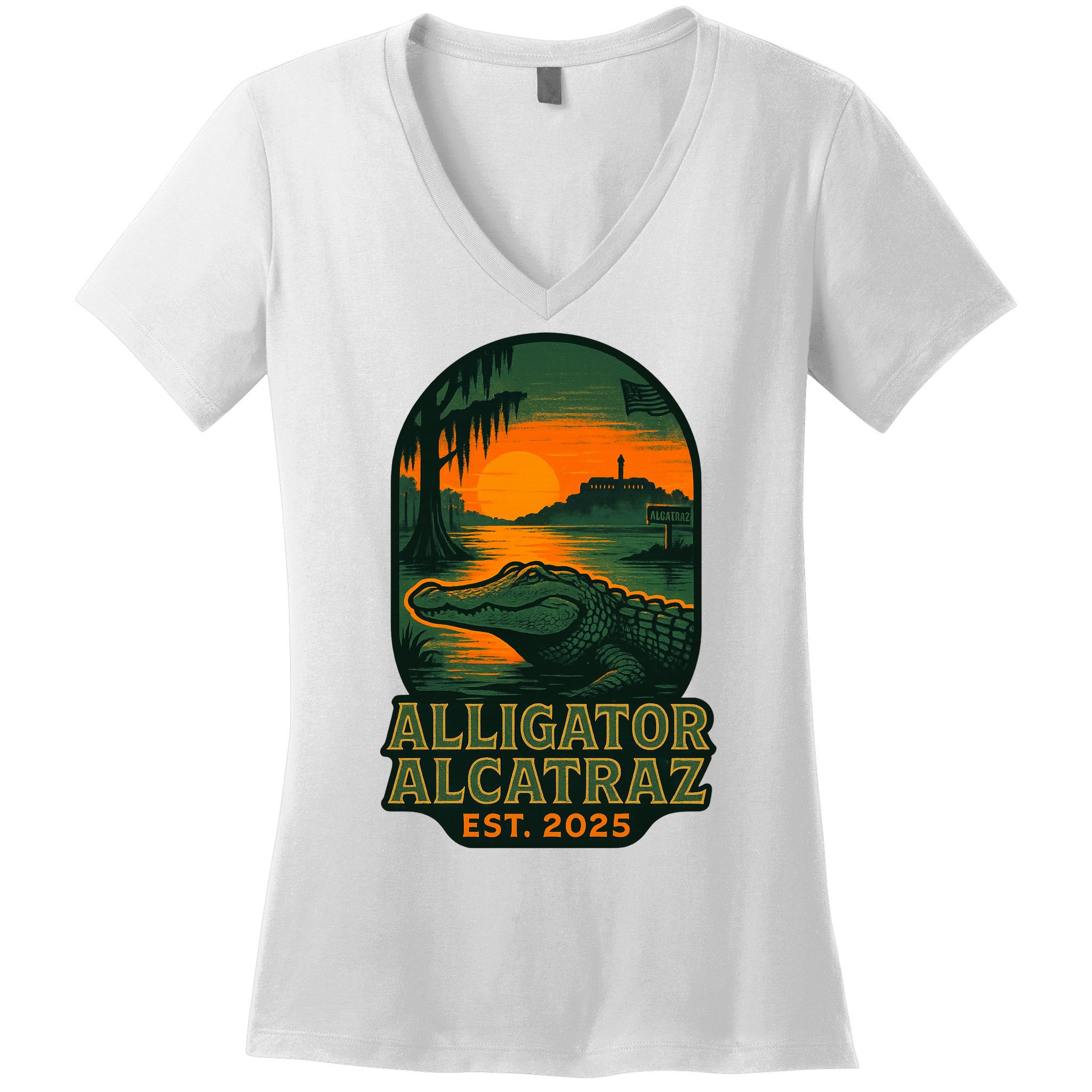 Alligator Alcatraz Est 2025 Women's V-Neck T-Shirt