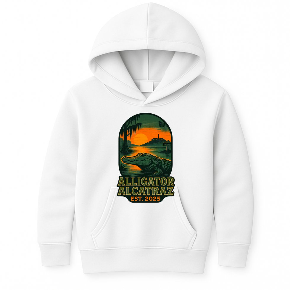 Alligator Alcatraz Est 2025 Kids Hoodie