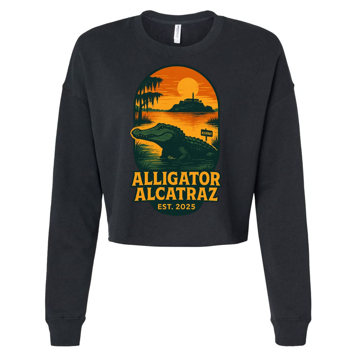 Alligator Alcatraz Established 2025 Gator Swamp Cropped Pullover Crew
