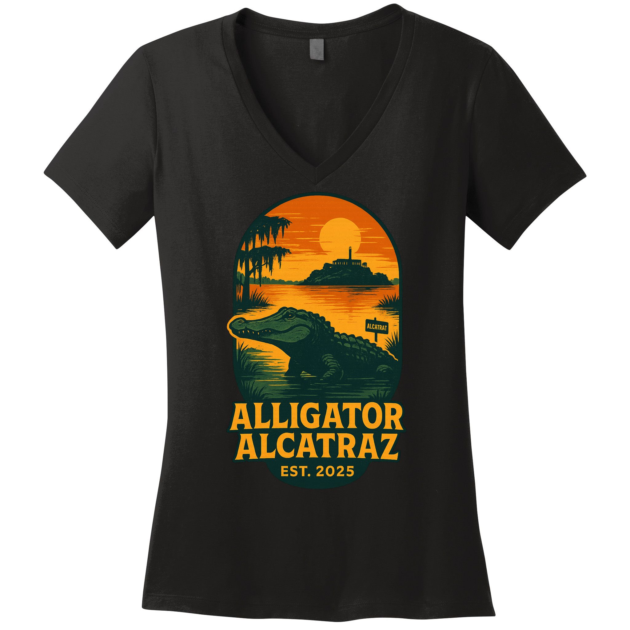 Alligator Alcatraz Established 2025 Gator Swamp Women's V-Neck T-Shirt