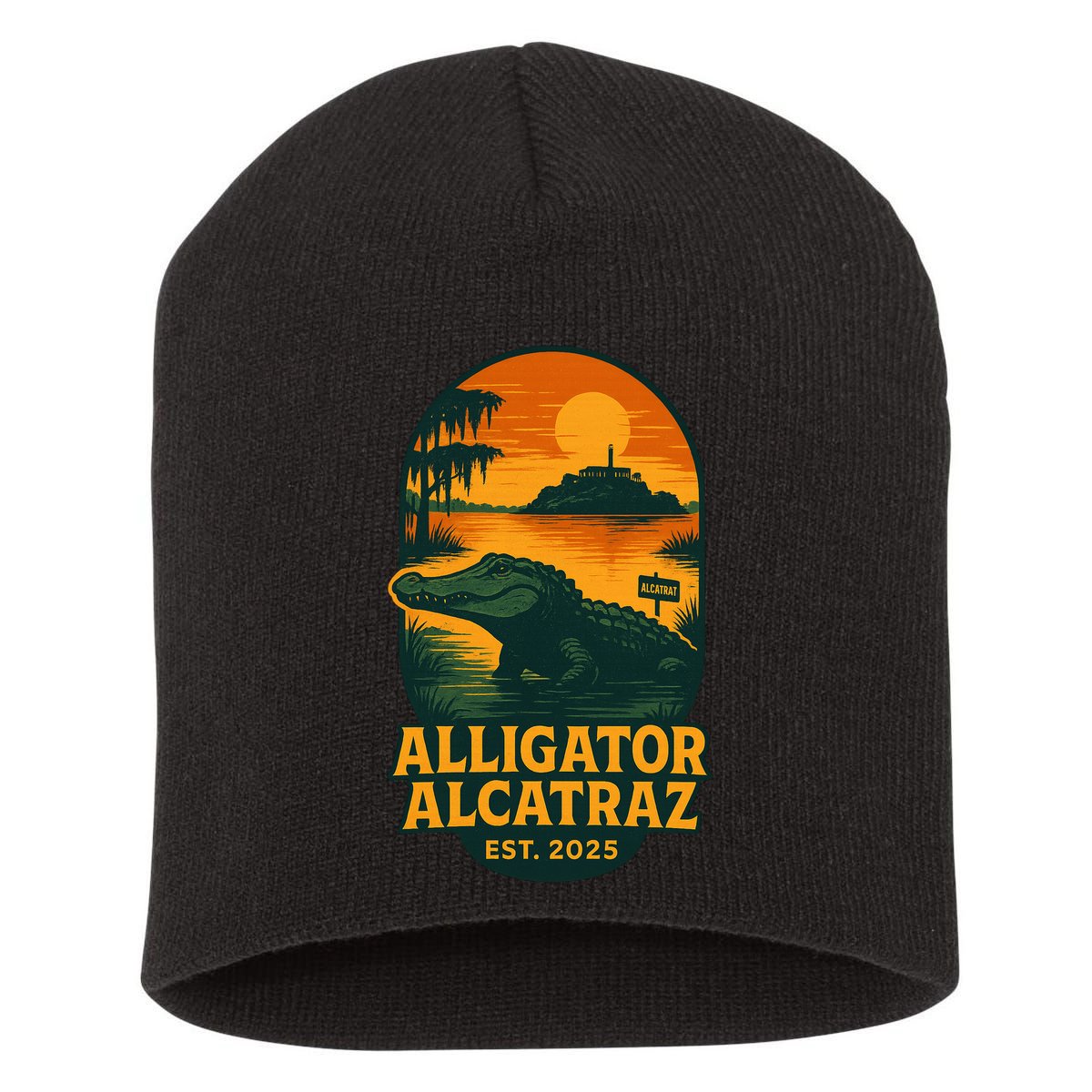 Alligator Alcatraz Established 2025 Gator Swamp Short Acrylic Beanie