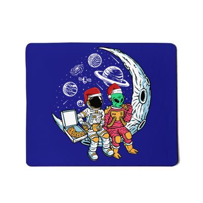 Alien Astronaut Eating Pizza Christmas Pajama Funny XMas Mousepad