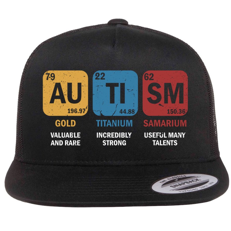 Autism Awareness Elets Periodic Table Asd Chemistry Gift Flat Bill Trucker Hat
